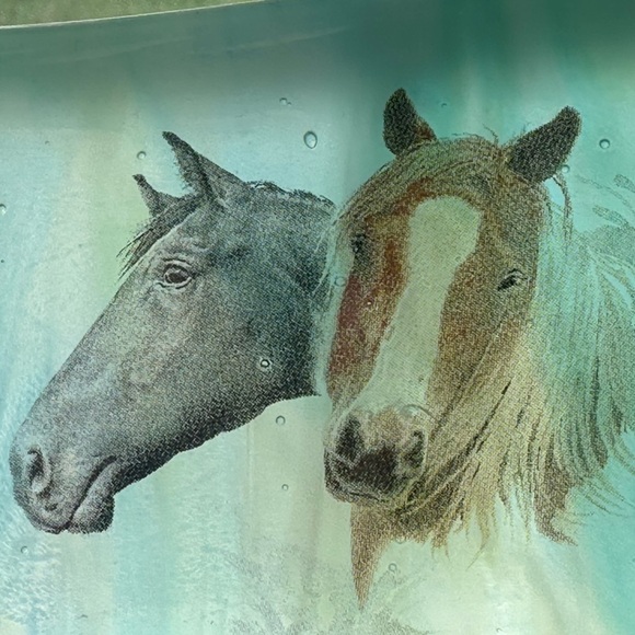 Horse Glass Art Trinket Small Blue Green Tray - Picture 2 of 12
